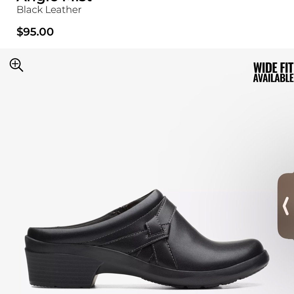 Clark Angie Mist black leather size 5